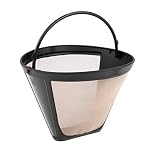 Coffee Filter Universal Permanent Basket-Style Coffee Filters Reusable Coffee Mesh Basket Cup Coffee Dripper Pour Over Gold Tone Filter Accessories with Solid Bottom Designed (Pointed Bottom)