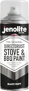 JENOLITE Directorust BBQ & Stove Spray | BLACK | 400ml | High Temp Paint Up to 650°C | Barbecue, Stove, Chimineas, Wood Burner, Automotive, Fire Screens