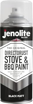 JENOLITE Directorust BBQ & Stove Spray | BLACK | 400ml | High Temp Paint Up to 650°C | Barbecue, Stove, Chimineas, Wood Burner, Automotive, Fire Screens