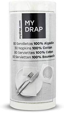 Mydrap 50 Units Per Roll Cocktail Napkins, Linen, Grey, 11 x 11 cm