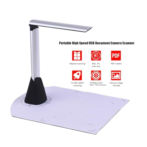 Escáner de documentos A4 HD para digitalizar libros rápidamente con luz LED y función OCR. 8