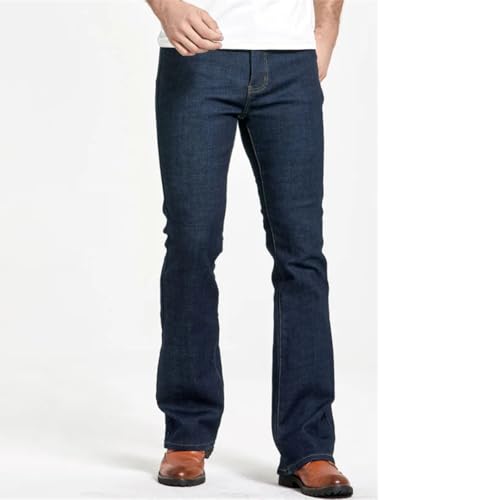 Men's Winter Stretch Denim Jeans Thick Warm Slim Fit Slightly Flared Boot Cut Polar Fleece Pants4