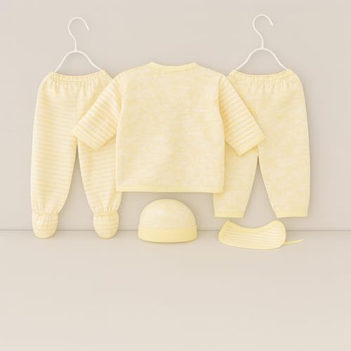 Image of New Born Baby Winter Wear Keep Warm Baby Clothes 5Pcs Sets Cotton Baby Boys Girls Unisex Baby Fleece /Falalen or Flannel Suit Infant New Born Night Suits