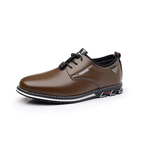 Mens Casual Oxfords Leather Business Office Loafers Comfortable Fashion Lace-up Formal Flat Shoes