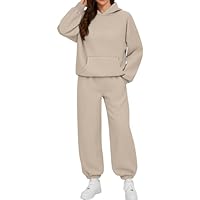 GOHRSHA School Outfits for Teachers Sweatsuits Women 2 Piece Outfit Loose Fit Long Sleeve Pullover Hoodies Drawstring Wide Leg Joggers Workout Lounge Set