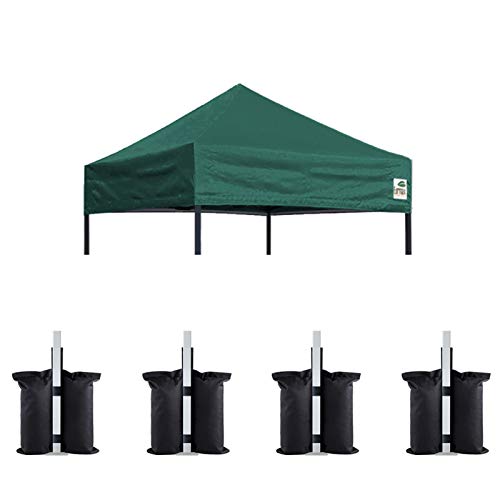 Image of Eurmax USA 5x5 Pop Up Canopy Replacement Top,Universal Instant Canopy Cover ONLY,Heavy Duty UPF 50+ UV Protection,Water & Wind Resistant Tarp,30+ Colors Available,Bonus 4 Sand Bags (Forest Green)