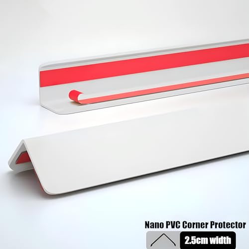 Image of Wall Corner Protector White - 4 PCS, 3 ft x 1 in - Self Adhesive Corner Guards for Walls, Cabinet Doors, Edge Protector Trim; Easy to Install Wall Corner Guard (90 cm x 2.5 cm)
