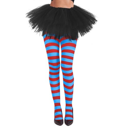 Image of American Trends Striped Tights for Women Witch Tights Halloween Costume Stretchy Pantyhose Stockings