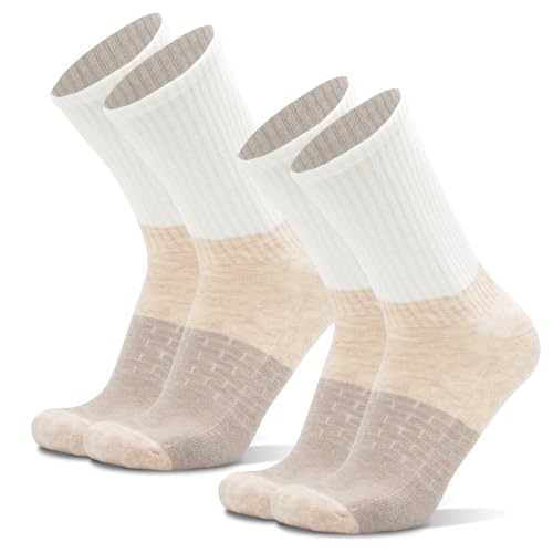 2 Pack Merino Wool Blend Crew Running Walking Hiking Socks for Men Women Athletic Thick Cushioned Soft Warm Socks