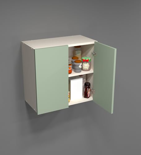 Image of SPECIALITY PANELS 2 Door Mirror Glossy Triple Layered UV Resistant Handless Cabinet Wall Mounted Storage Unit Space Saving Cupboard for Kitchen Bathroom Living Room Utility Organizer | DIY Assembly