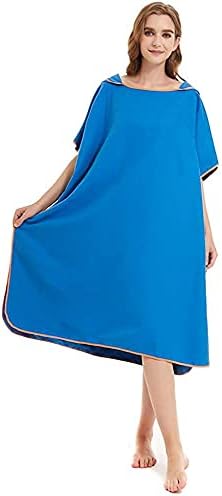 Seogva Changing Robe with Hood for Surfing Swimming, Towel Poncho and Robe Towel in One , Microfibre Quick Dry Poncho Towel Dressing Gown Extra Long, One Size fits Men & Women