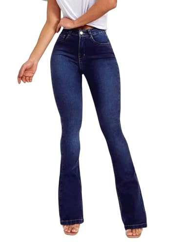 Women's Flare Stretch High Rise Jeans Skinny Bell Bottom Denim Pants