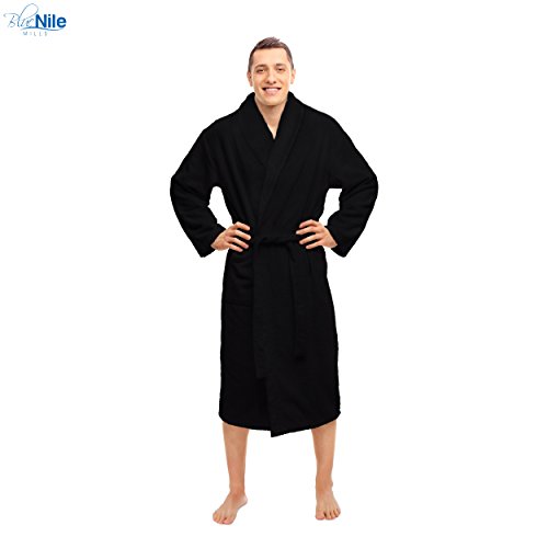 Blue Nile Mills Superior Combed Cotton Unisex Extra Large Terry Bath Robe, Black2