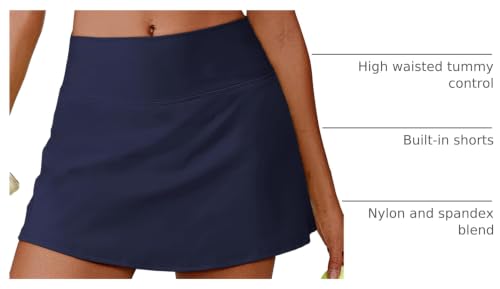 Image of PINSPARK Womens Tennis Skirt High Waisted Golf Skort with 2 Pockets Stretchy Athletic Skirts for Workout Pickleball Running