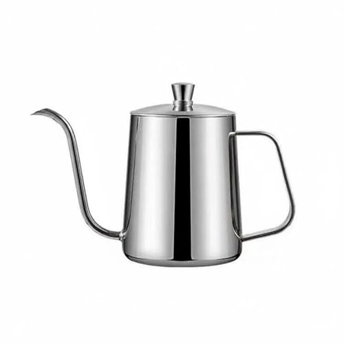 Image of Thickened Body Stainless Steel Gooseneck Kettle Lid Included Mini Coffee Dripper Pot Precise Pouring Long Spout Coffee Kettle Rust Resistant for Home Cafe