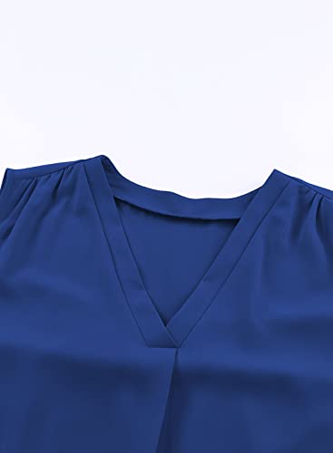 Image of Eytino Womens Plus Size Tank Tops Summer Sleeveless V Neck Casual Loose Chiffon Blouse Office Work Shirts(1X-5X)