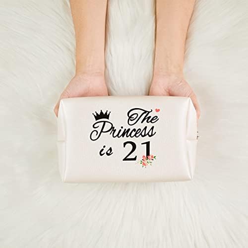 21th Birthday Gifts for Girls,Inspirational Makeup Bag Gift for 21th Birthday Gifts,21th Birthday Gifts Ideas for Girls,The Princess is 21 Inspirational Cute Makeup Gift,Inspirational Quotes Gifts