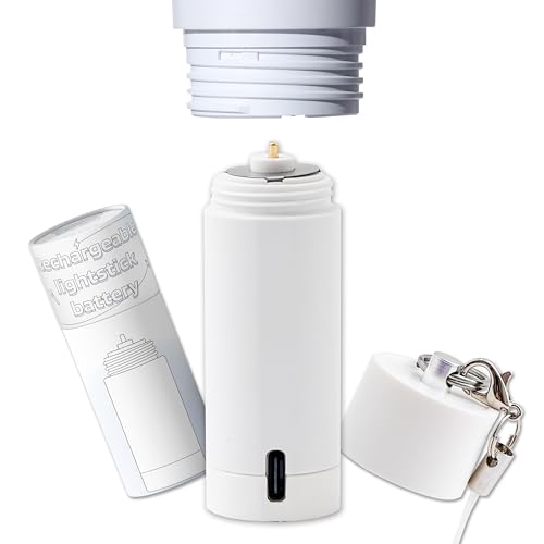 Mandu Deco Rechargeable Kpop Lightstick Battery for K-pop Concerts, Protective Cap with Keychain, Lasts 4 to 6 Hours, White