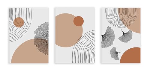 Affiche abstraite de feuille de gingko Boho en toile géométrique salon