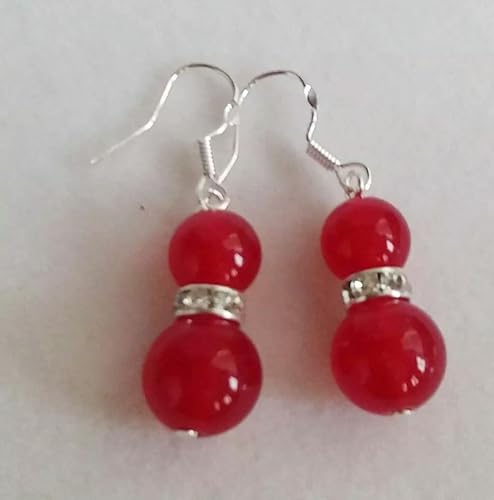 Parure en véritable jade rouge gemme 6-14mm de qualité supérieure