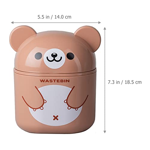 Mini basura de escritorio con tapa y diseño oso marrón miniatura 5
