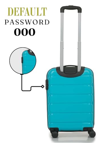 Image of Teakwood Unisex Trolley Bag, Hard Cabin with Zipper Closure, Adjustable Push Button & Cross Side Strap, Lock System 360 Degree (S, Aqua)