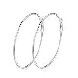 Dainty 80mm 14K Big Large Hoop Earrings For Women Girls Sensitive Ears Fashion Round Circle Huggie Hypoallergenic Hoops Minimalist Hooped Jewelry Gifts Bff Birthday (silver)