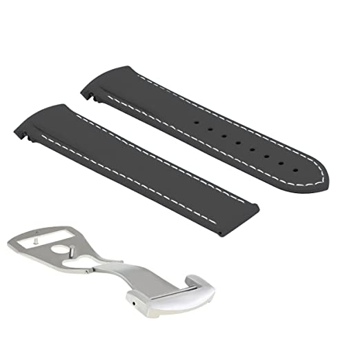 Ewatchparts 20-22Mm Rubber Diver Strap Band Omega Seamaster Planet Ocean Clasp Curved End #TOP2