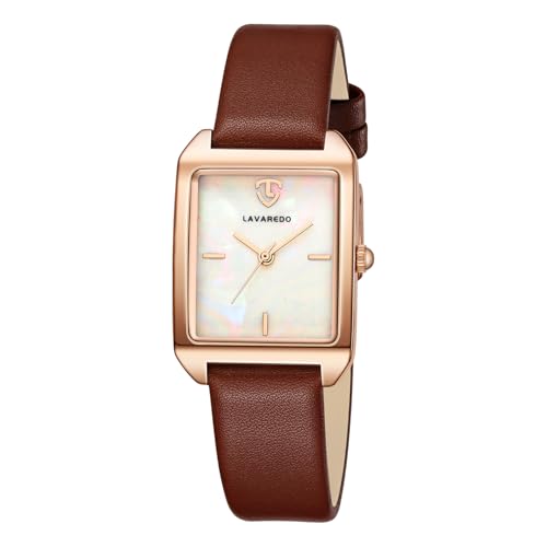 Women Watch with Leather Strap Waterproof Analog Rectangle Wrist Watches for Women Casual Elegant Retro Watch with Gifts Box