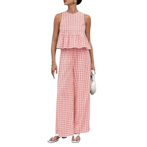 Conjunto Vichy de mujer para tus paseos de verano con pantalón ancho de bolsillos