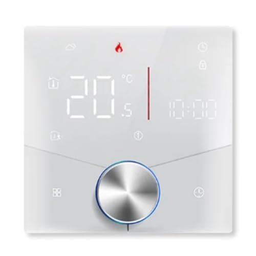 Rtauhife Termostato con Perilla de CalefaccióN Inteligente WiFi Pantalla LCD Controlador de Temperatura con Pantalla TáCtil (Caldera de Gas y Agua)