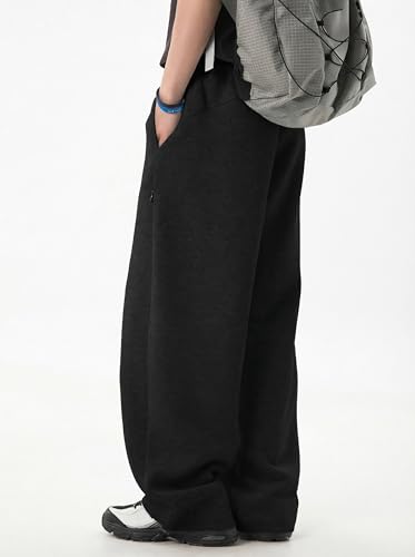 Image of Mens Baggy Sweatpants Wide Leg Casual Elastic Waist Drawstring Athletic Loose Jogger Fall Sweat Pants with Pockets
