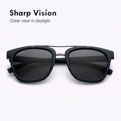 Image of Stood Techy Serie Sunglasses |Rounded Square | UV Protected | Matte | Double Metal Bridge | Medium | Men & Women | SG-STD0021