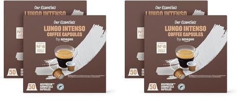 by Amazon Cápsulas de café Lungo Intenso, tueste medio, compatibles con Nespresso, 100 unidades, 2 paquetes de 50, certificado Rainforest Alliance (Paquete de 2)