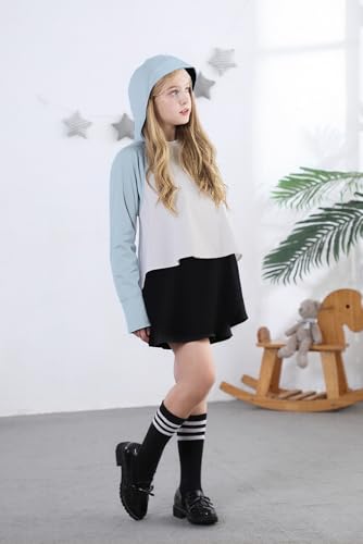 Cromoncent Girls UPF 50+ Sun Protection Raglan Long Sleeve Zip Up Hoodie Jacket with Thumbholes, 4-14 Years2