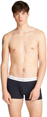 Tommy Hilfiger Herren 3er Pack Boxershorts Trunks mit Logobund, Mehrfarbig (Mid Turq/Orange Thunder/des Sky), S 5