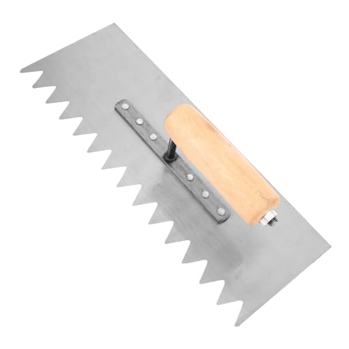 DECOMELODY Paleta Mano Inoxidable con Mango de Madera Ergonómico Llana Dentada con Dientes Puntiagudos para Mortero y Calafateo Herramienta Compacta para Albañilería y Jardinería