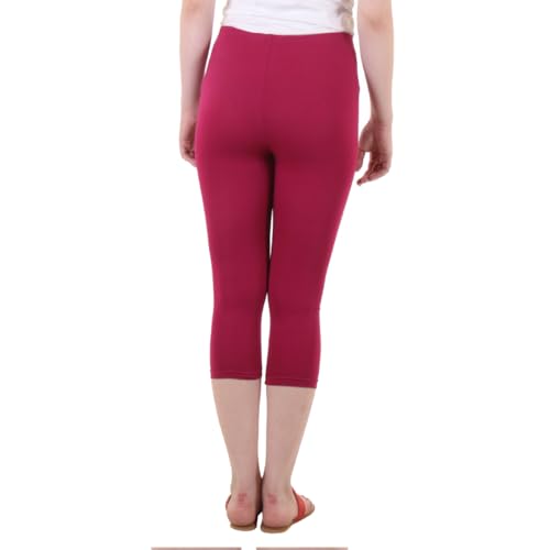 Image of DIAZ Women Cotton Stretchable Capri | Slim /Regular Fit | Breathable Yoga, Gym & Lounge Wear | High-Waist Stretchable 3 /4 Length Leggings with Wide Waistband - Pack of 1