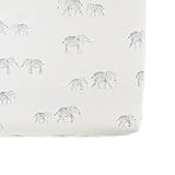 Pehr Crib Sheet, Follow Me Elephant | Breathable Brushed Organic Cotton for Soft Sleep | Fits Standard Crib Mattresses up to 52”L x 28”W x 8”H