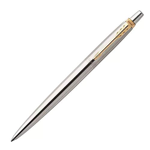 Stylo à bille PARKER Jotter SS GT encre bleue pointe moyenne rechargeable durable