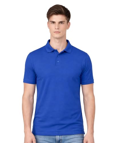 Image of AWG ALL WEATHER GEAR Men's Cotton Blend Polo T-Shirt | Plain Regular Fit | Soft Breathable Fabric | Casual & Formal Wear | Half Sleeve | Collared T-Shirt | Mens Tshirts | Tees for Man