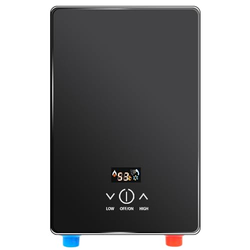 Calentador de agua eléctrico instantáneo, kit de ducha de baño, recarga automática de agua, 6500 W, 220 V, adecuado para la instalación en pequeñas zonas residenciales (negro)