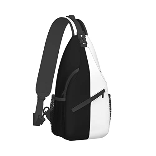 Black and White Sling Bag Crossbody Backpack,Casual Gym Bag Travel Bag Outdoor Hiking Daypack for Men Women2