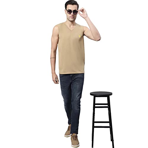 Image of Mack Jonney Regular Fit Cotton Solid Gym Vest for Men-V SL ANTHRA 01-P