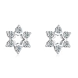 RDSGYZ Moissanit Pendientes de platino para mujer, hexagrama con moissanita, pendientes de boda, sin níquel, para alérgicos, Metal precioso, Moissanita