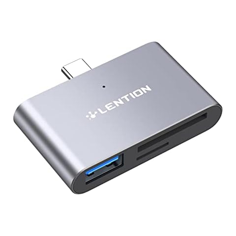 LENTION USB C to USB 3.0 + SD/Micro SD Card Readers Compatible with MacBook Pro (Thunderbolt 3) 2022-2016, MacBook 12, New iPad Pro & Mac Air, Chromebook, Surface Book 2/Go, More (CS15, Space Gray) Cover