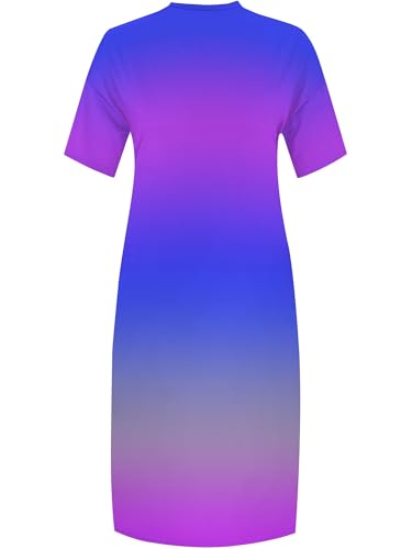 Image of Plus Size Maxi Tshirt Dress for Curvy Women Oversize Summer Outfits Dresses Sundresses with Pocket Blue 3XL