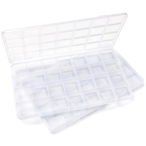 Image of IOOLEEM 28 Grids Plastic Bead Organizer Box, Organizer Container Storage Box, Dividers for bead arts and crafts.(2 Pack)