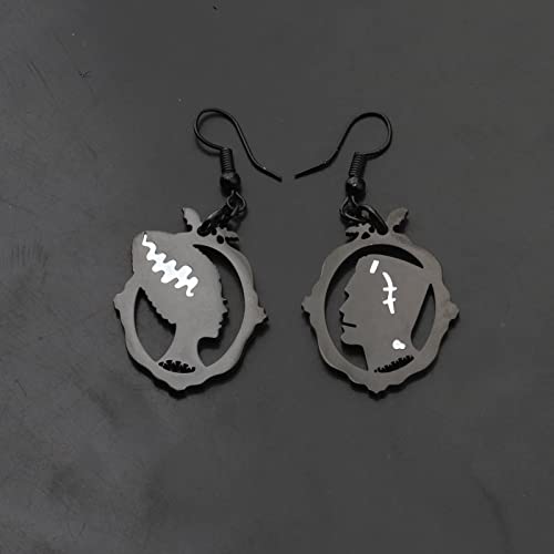 ENSIANTH Movie Inspired Gift Monster & His Bride Earrings Horror Movie Gift Halloween Party Jewelry3