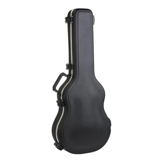 SKB Hardshell Travel Case for Martin 000 Acoustic Guitars, Molded In Bumpers for Protection, Plush Lined Interior and TSA Latches, Black